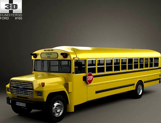 3D model of Ford B-700 Thomas Conventional School Bus 1984