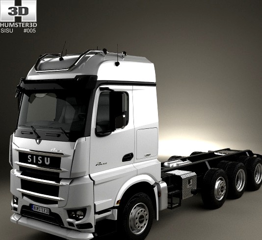3D model of Sisu Polar Chassis Truck 4-axle 2014