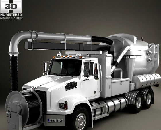 3D model of Western Star 4700 Set Back Sewer Vacuum Truck 2011