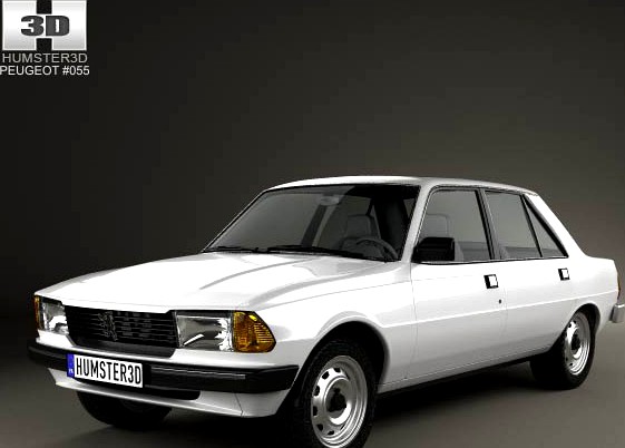 3D model of Peugeot 305 sedan 1977