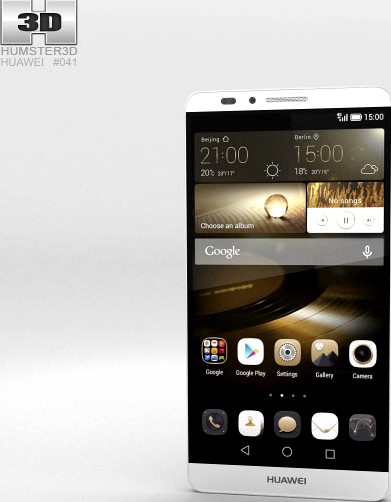 3D model of Huawei Ascend Mate 7 Moonlight Silver