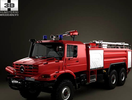 3D model of Mercedes-Benz Zetros Rosenbauer Fire Truck 2008