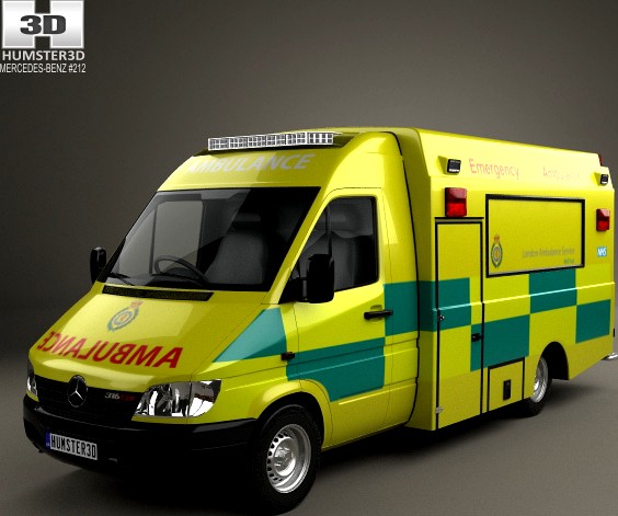 3D model of Mercedes-Benz Sprinter (W903) Ambulance 2000