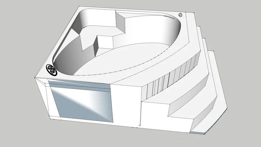 Sunken Corner Jacuzzi Bathtub 3d model
