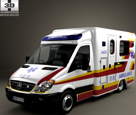 3D model of Mercedes-Benz Sprinter (W906) Ambulance 2011