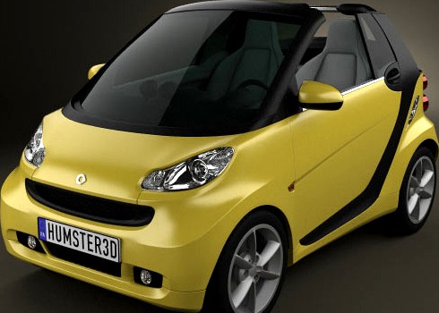 3D model of Smart Fortwo 2011 Convertible Open Top