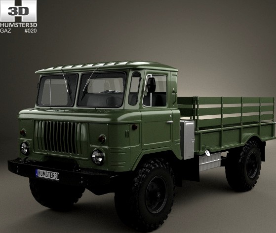 3D model of GAZ 66 Flatbed Truck 1964
