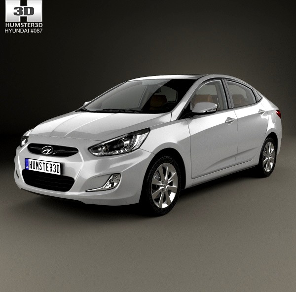 3D model of Hyundai Accent (RB) sedan with HQ interior 2014