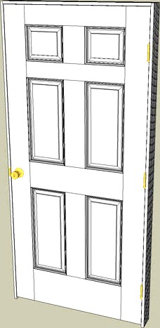 Interior Door 78'x36', 6 Panel w/ 4.5' Frame & Hardware (Arlington)