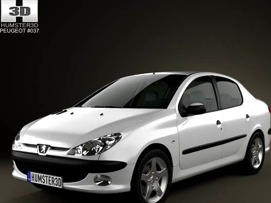 3D model of Peugeot 206 sedan 2010