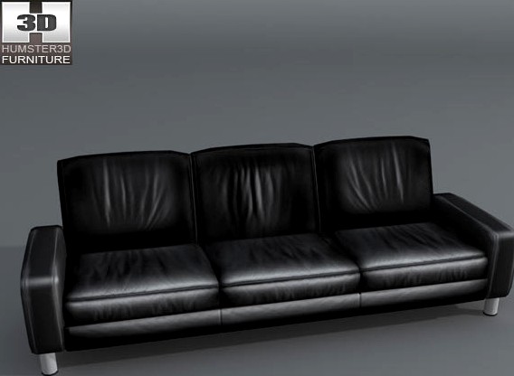 3D model of Space Three-Seat Sofa Low-Back