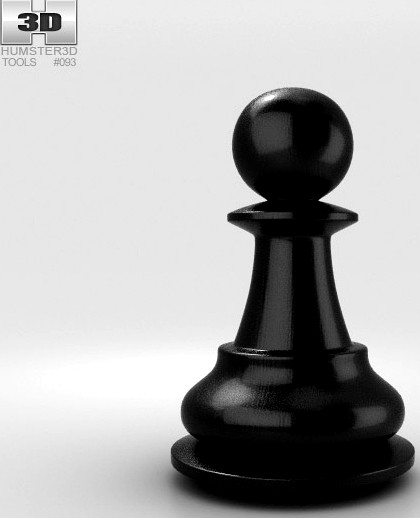 3D model of Classic Chess Pawn Black