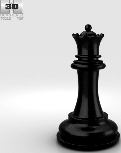 3D model of Classic Chess Queen Black