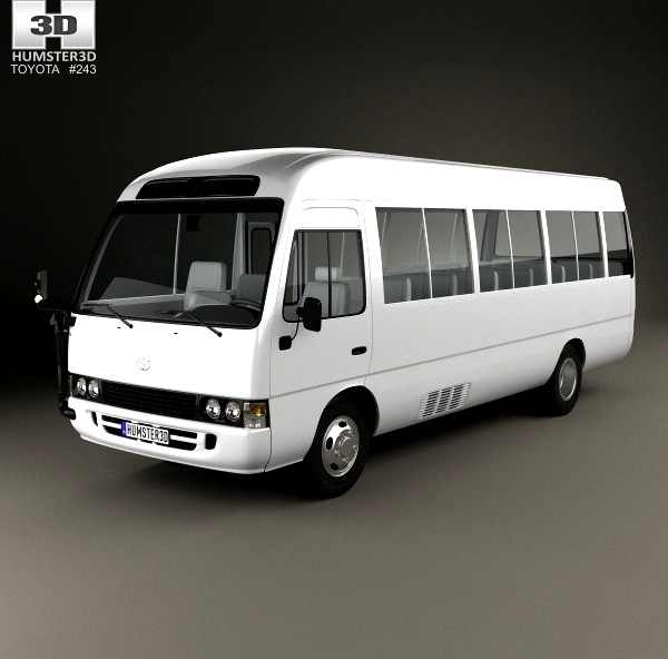 3D model of Toyota Coaster with HQ interior 2014