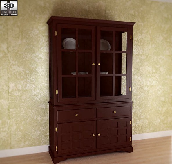 3D model of Buffet and Hutch in Deep Cappuccino &#8211; Coaster