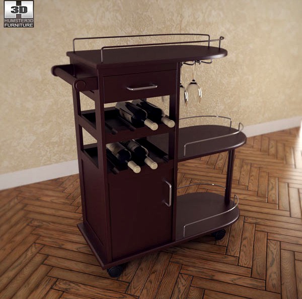 3D model of Entertainment Wine Cart &#8211; Winsome Trading