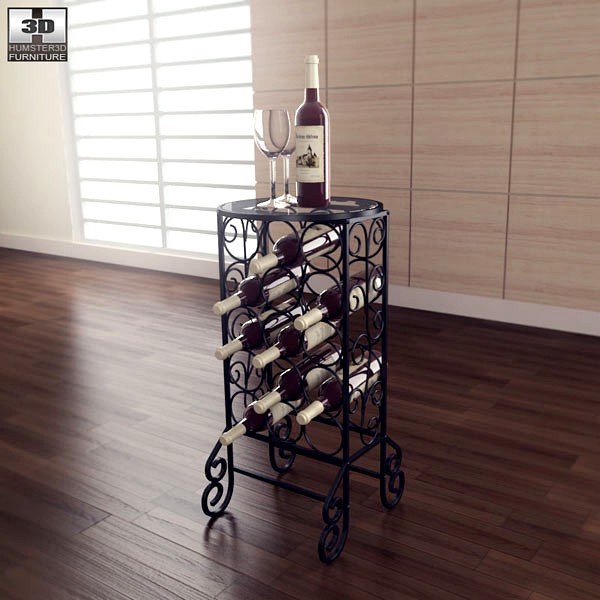3D model of Glass Top Wine Table &#8211; Southern Enterprises