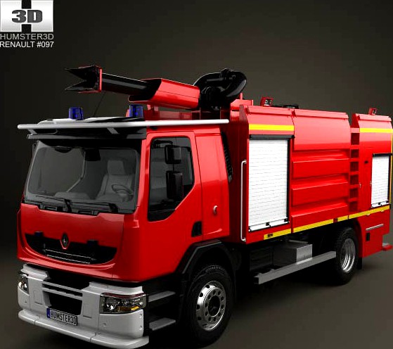 3D model of Renault Premium Lander Fire Truck 2011