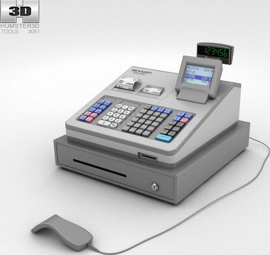 3D model of Cash Register Gray