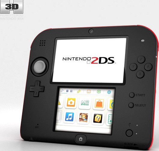 3D model of Nintendo 2DS Black + Red