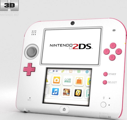 3D model of Nintendo 2DS Peach Pink