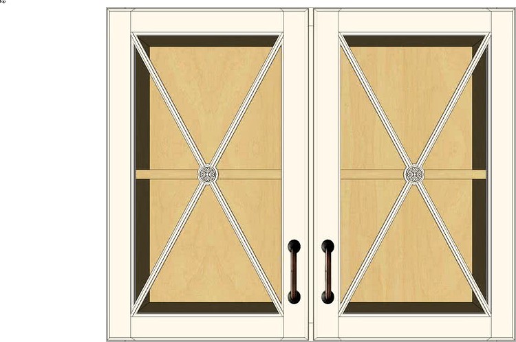 Wall Double Door 27H with Classic Mullion Antiquity Glass Insert