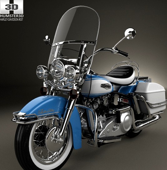 3D model of Harley-Davidson FLH Electra Glide Shovelhead 1966