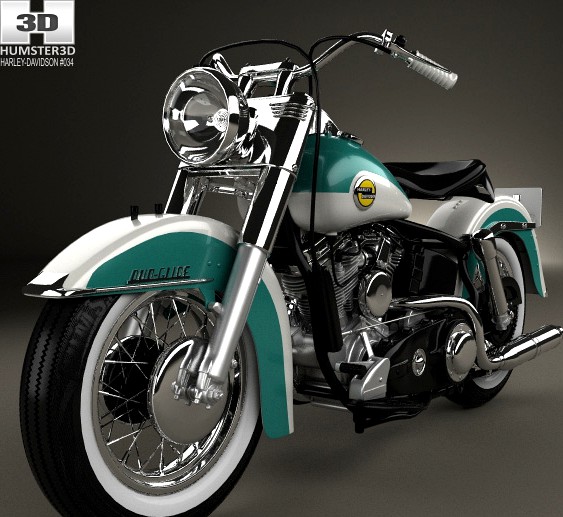 3D model of Harley-Davidson Panhead FLH Duo-Glide 1958