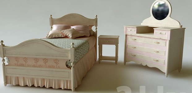Bed, chest of drawers for child