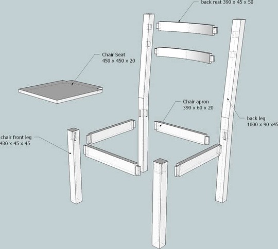 exploded dining chair