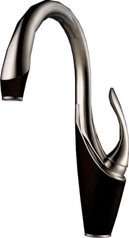 Vuelo Cocoa Bronze-Stainless Single Handle Waterfall Kitchen Faucet by Brizo 61055LF-SSCO