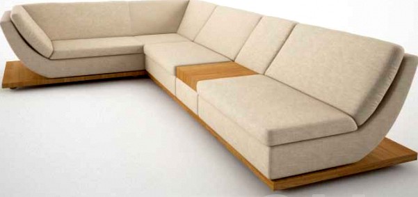Sofa with wooden base