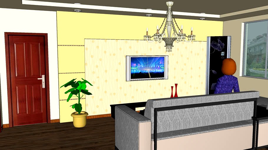 客厅电视墙3d model