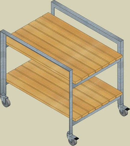 A11 90 5 40 serving-rolley with 2 wooden trays