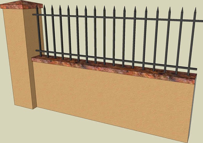 Concrete Fence with Steel Bars