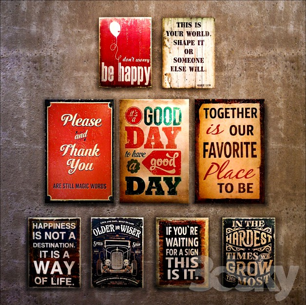 Collection 7: interior plate (decorative signboard, wood panels, wood poster)