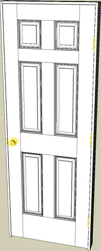 Interior Door 80'x28', 6 Panel w/ 4.5' Frame & Hardware (Arlington)