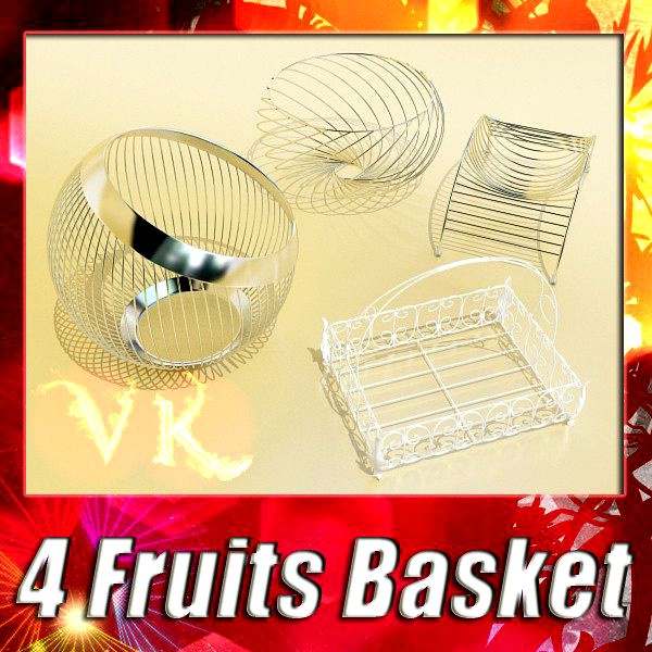 4 Fruit basket collection.3d model