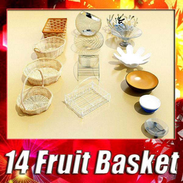 14 Fruit basket and bowls collection.3d model