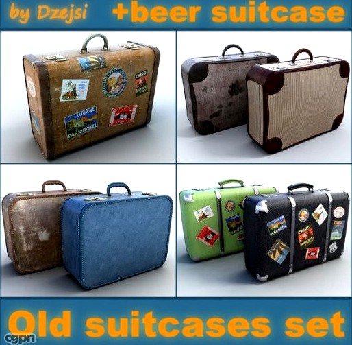 Old big suitcases collection3d model
