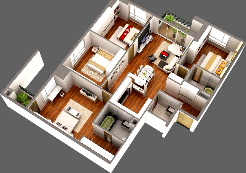 Detailed House Cutaway View3d model