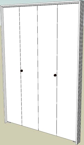 Bi-fold Door 78in x 56in - Flat Hollow Core w/ 4.5in Frame & Hardware