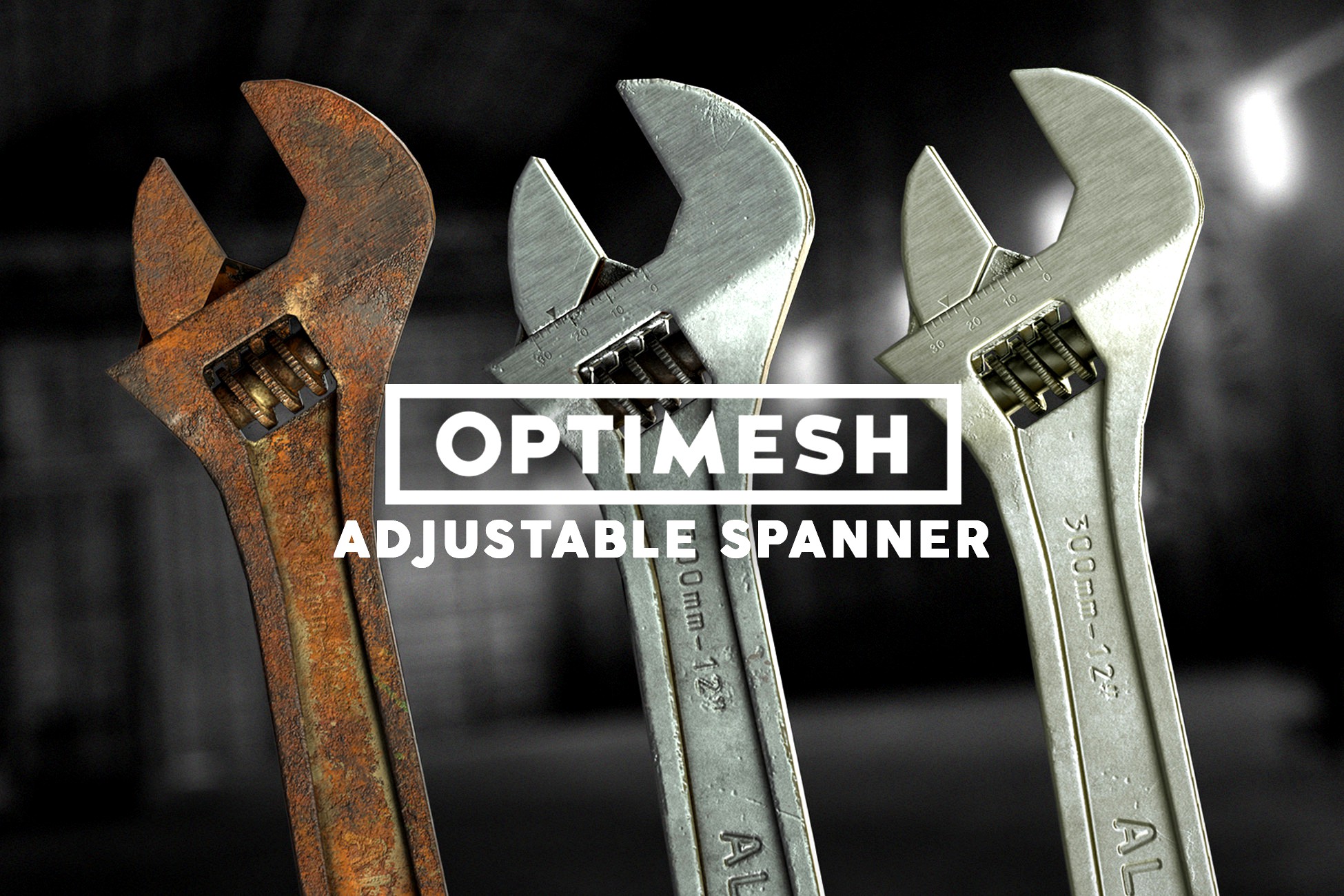 Adjustable spanner - 3D PBR model Low-poly