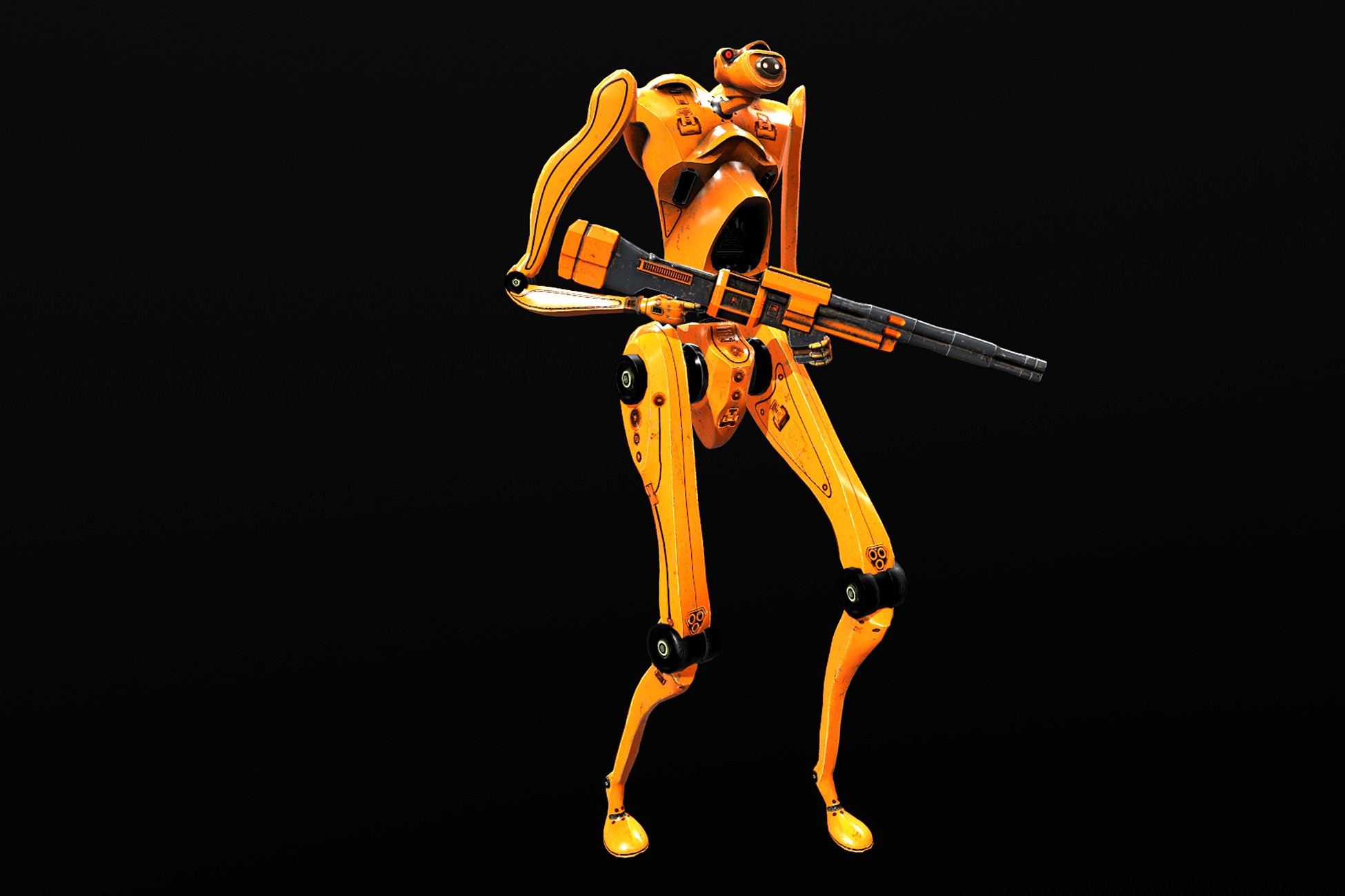 Lightweight robot with a gun.