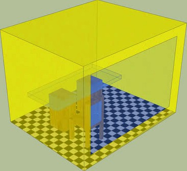 Mesa de vidro com uma cadeira