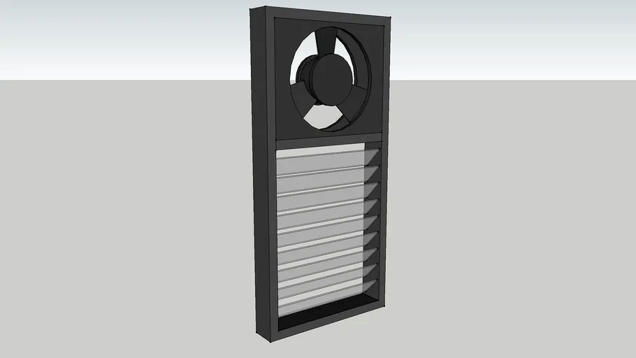 Louvered Window with Exhaust Fan 3d model