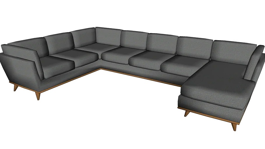 Mid Century Modern Sectional With Chaise Lounge