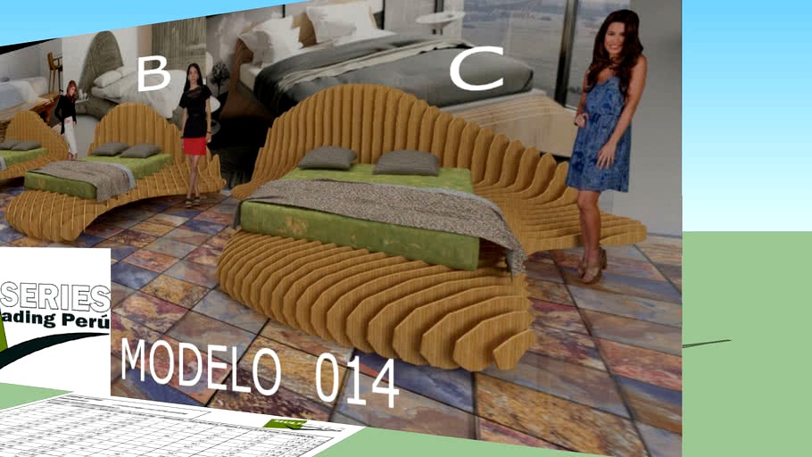 parametric furniture - CAMA 14 bed - planos de despiece en dxf y cdr CNC laser cut