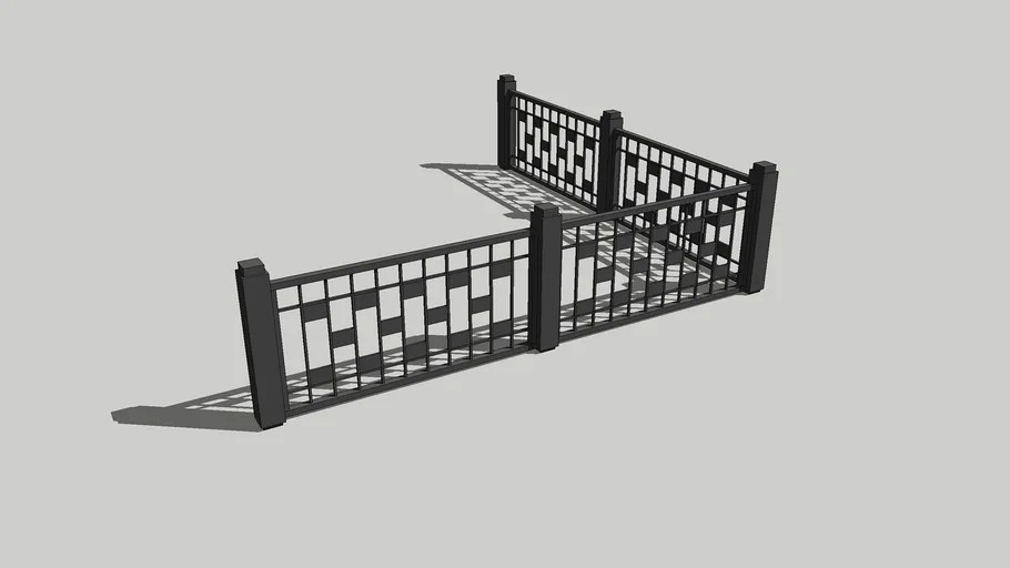 铁艺栏杆 围墙wrought Iron Fence 轮廓放样部件素材 Profile Builder Assembly 3d Model