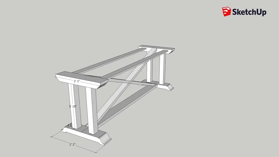 modified pedestal table base 3d model